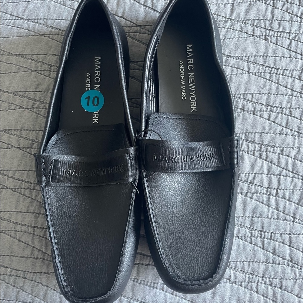NWOT Marc New York Black Tanner Pleather Loafers Size 10, 10.5